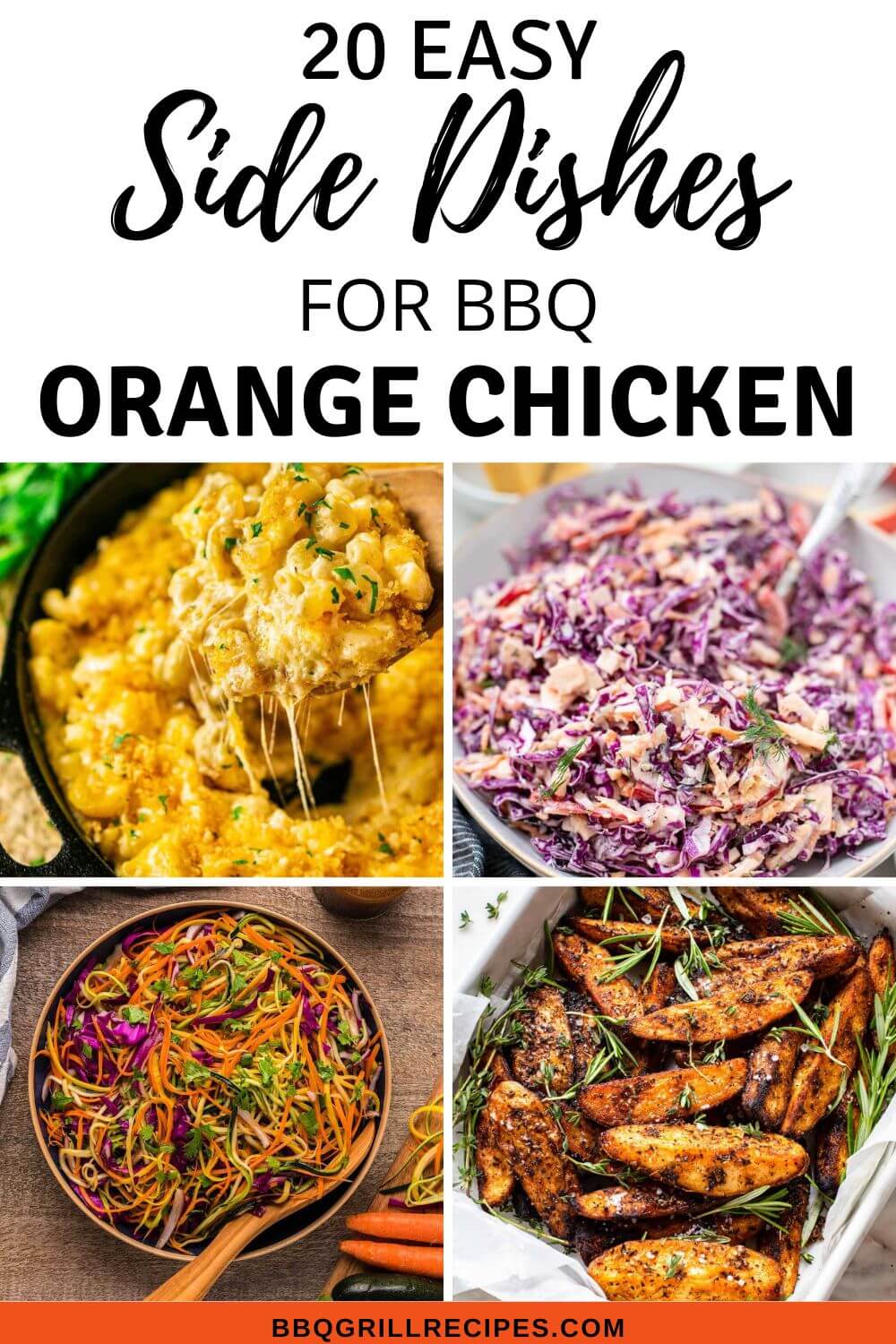 Pinterest image - what to serve with orange chicken side dishes