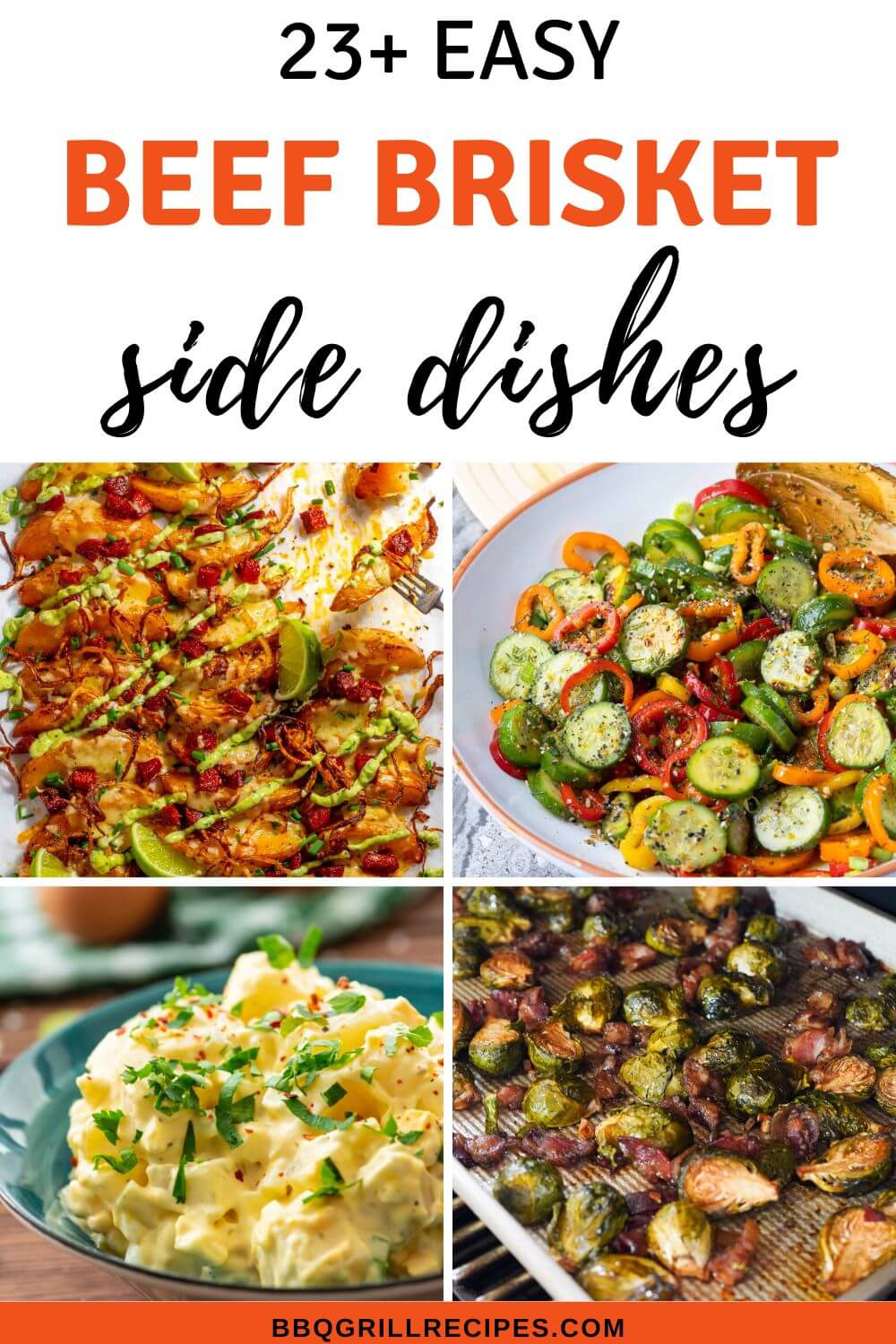 pinterest image - text reads 23+ easy beef brisket side dishes.
