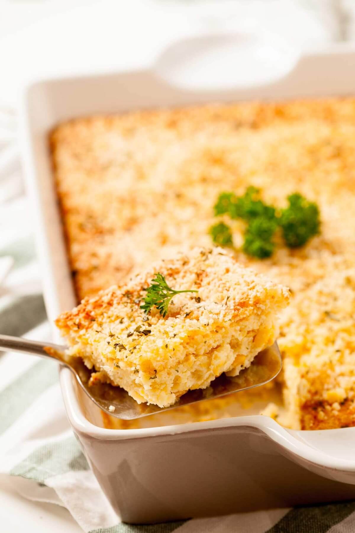 Corn Casserole in Baking Dish