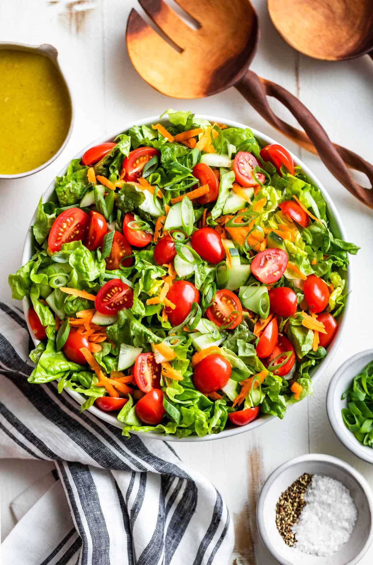 large bowl of garden salad.