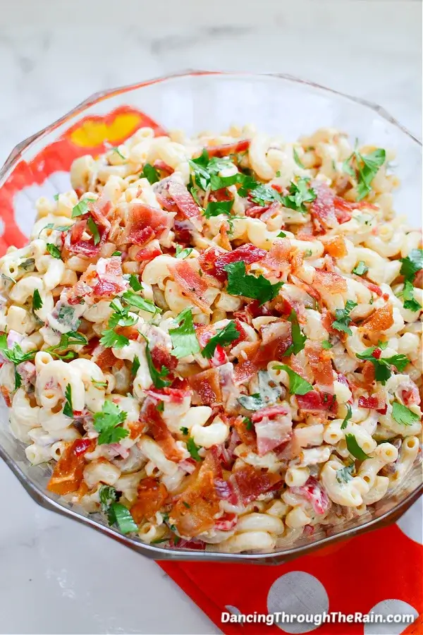 southwest pasta salad in bowl.