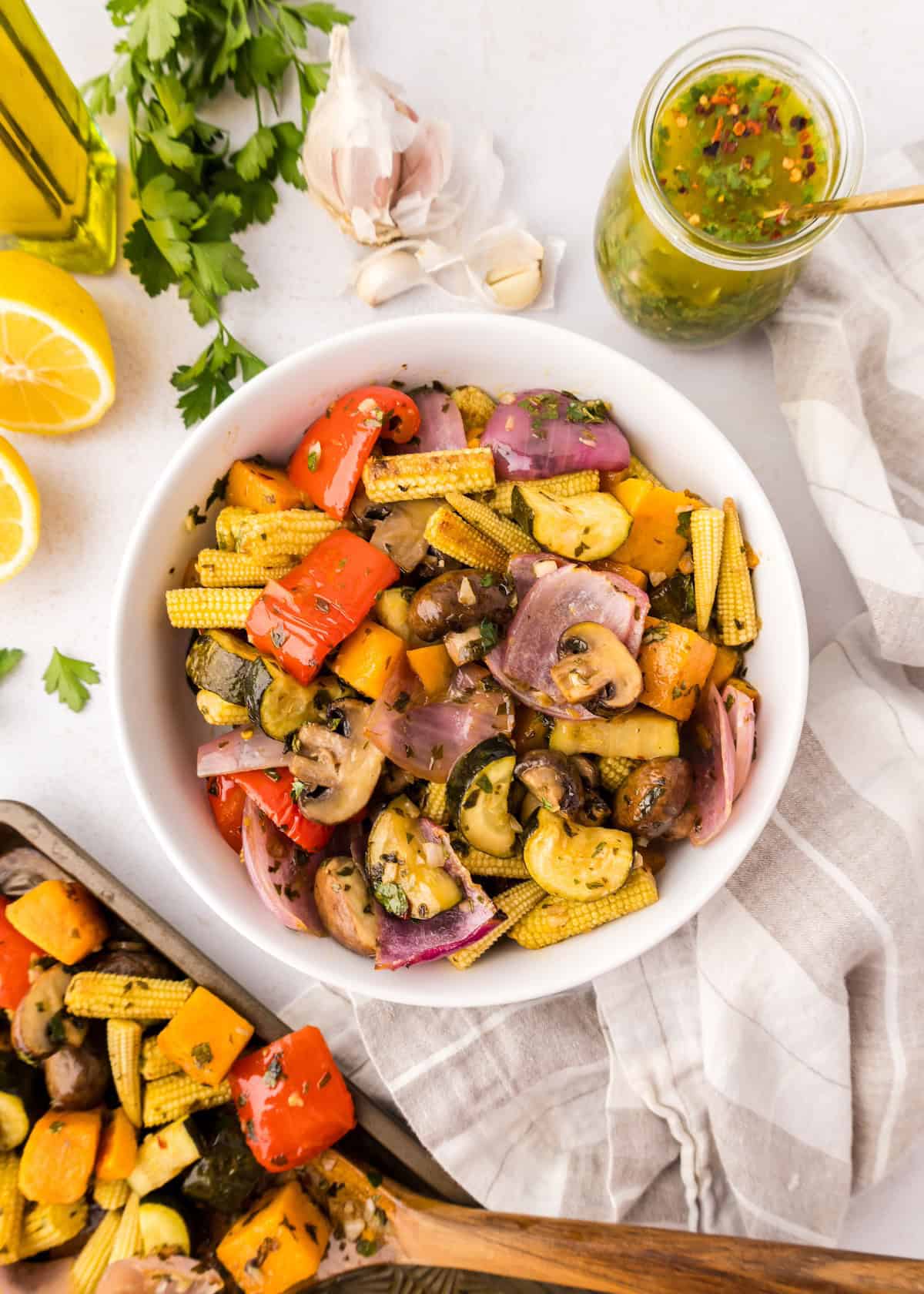 chimichurri vegetables in a bowl.