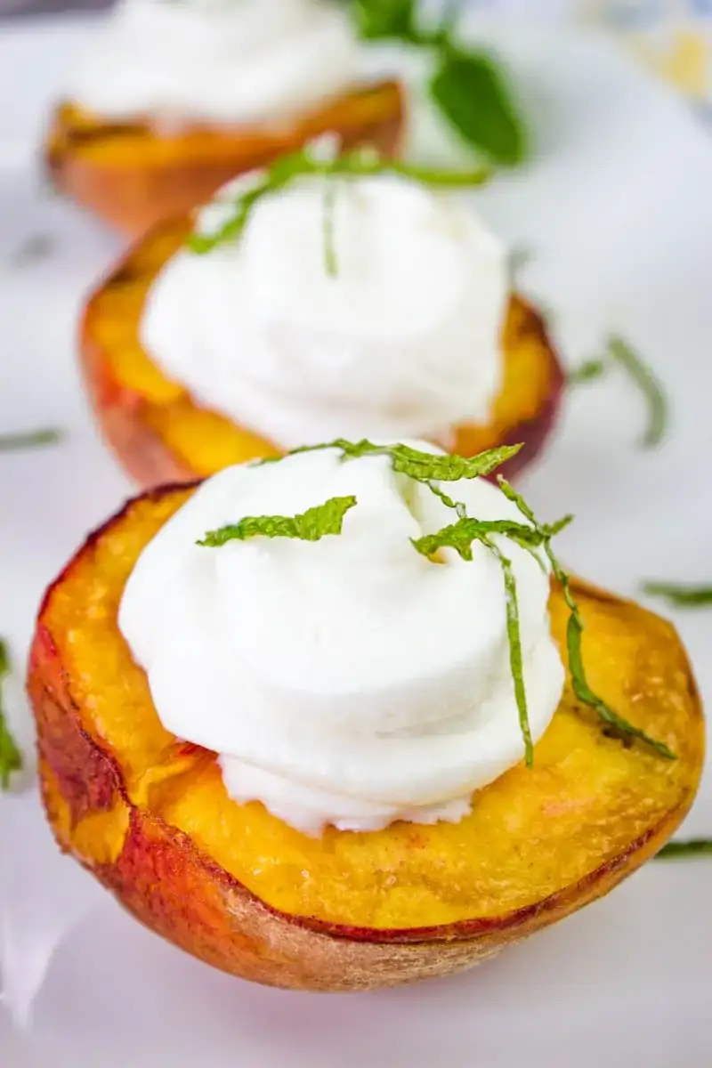 smoked peaches with cream.