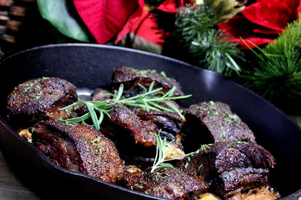 cranberry braised smoked beef short ribs.